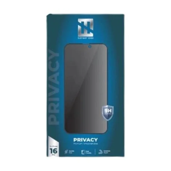 Screen Protector Iphone 16 Pro Hd Clear Tempered Glass Elephant Horn - Black Privecy - Black